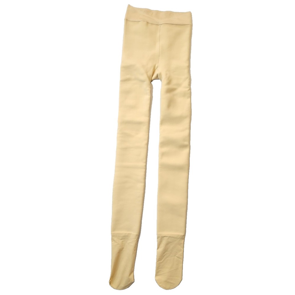 Women's Beige Thermal Opaque Leggings Solid Polyester/Spandex